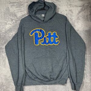 Pitt Panthers Hoodie Men's M Gray Gildan Heavy Blend University of Pittsburgh Pu